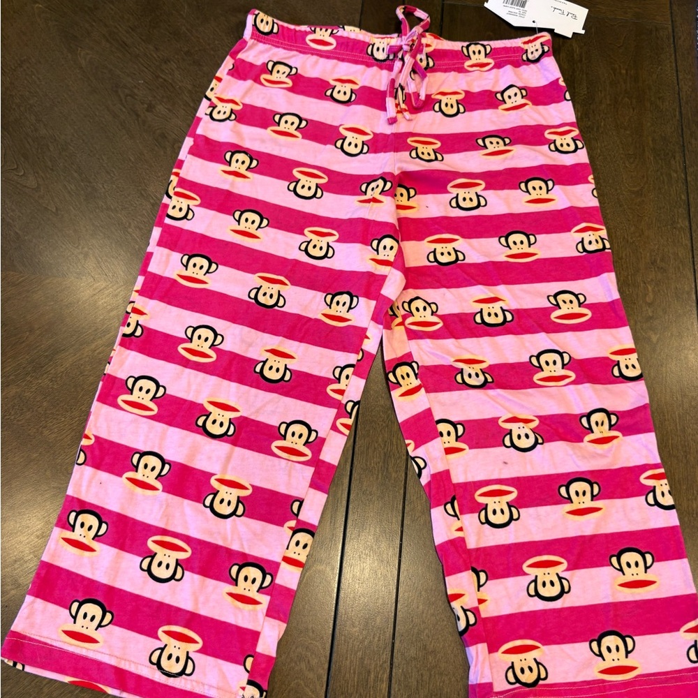 Paul Frank Striped Pink Monkey Pajama Bottoms